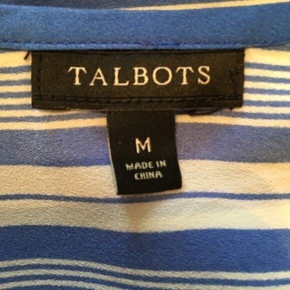 Talbots Stripe Blue White Top Medium - Picture 3 of 4